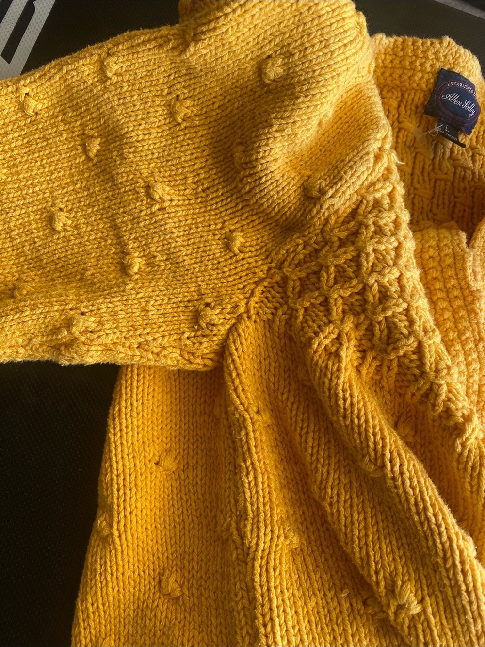 Allen Solly Mustard Yellow Textured Knit Cardigan - Picture 6 of 7
